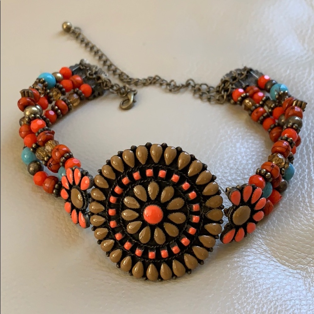 Stunning Multicolor Stone Vintage Choker Necklace
